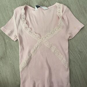 Primark Pink Lace Trim Top